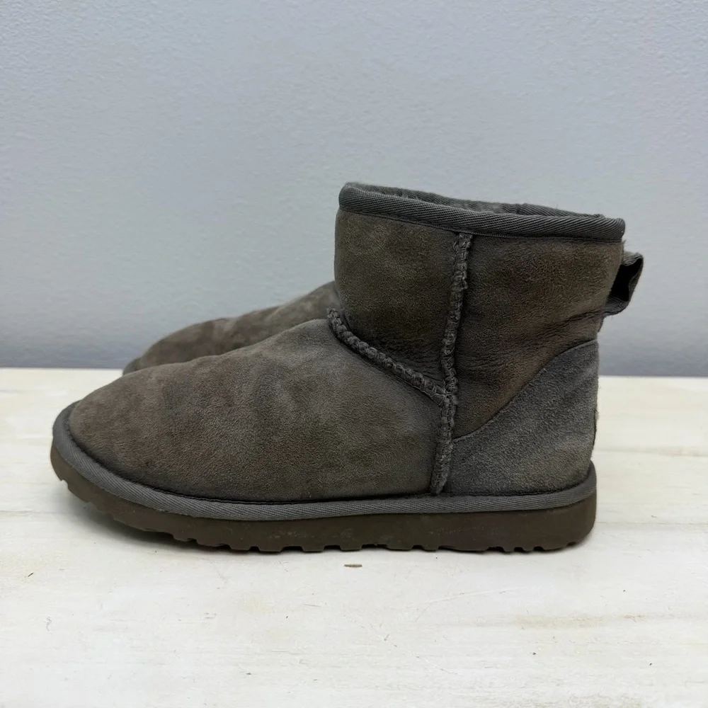 Ugg Grey Suede Classic Mini Boots Size 6
